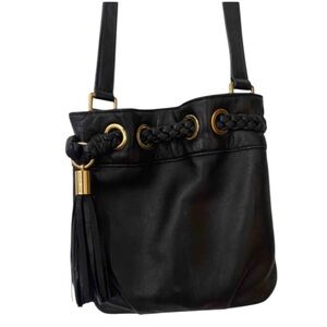 EUC Michael Kors Black Braided Leather Crossbody Tassel Bag
